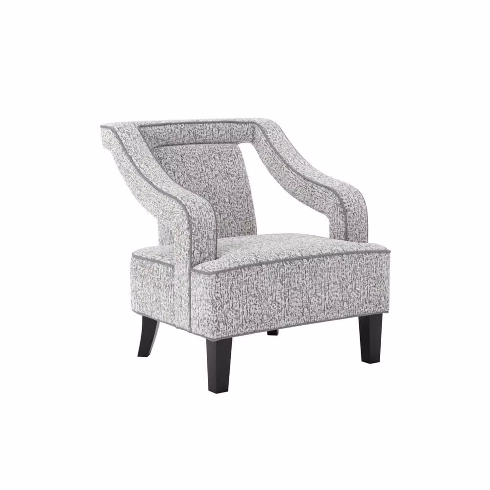 Wyld Haus Letterkenny Soft Grey Chenille Armchair with Contrast Piping – 2