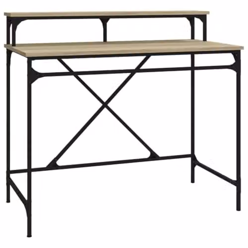 vidaXL Industrial Writing Desk in Brown, W/D/H: 100 x 50 x 90 cm, Engineered Wood and Metal – 1