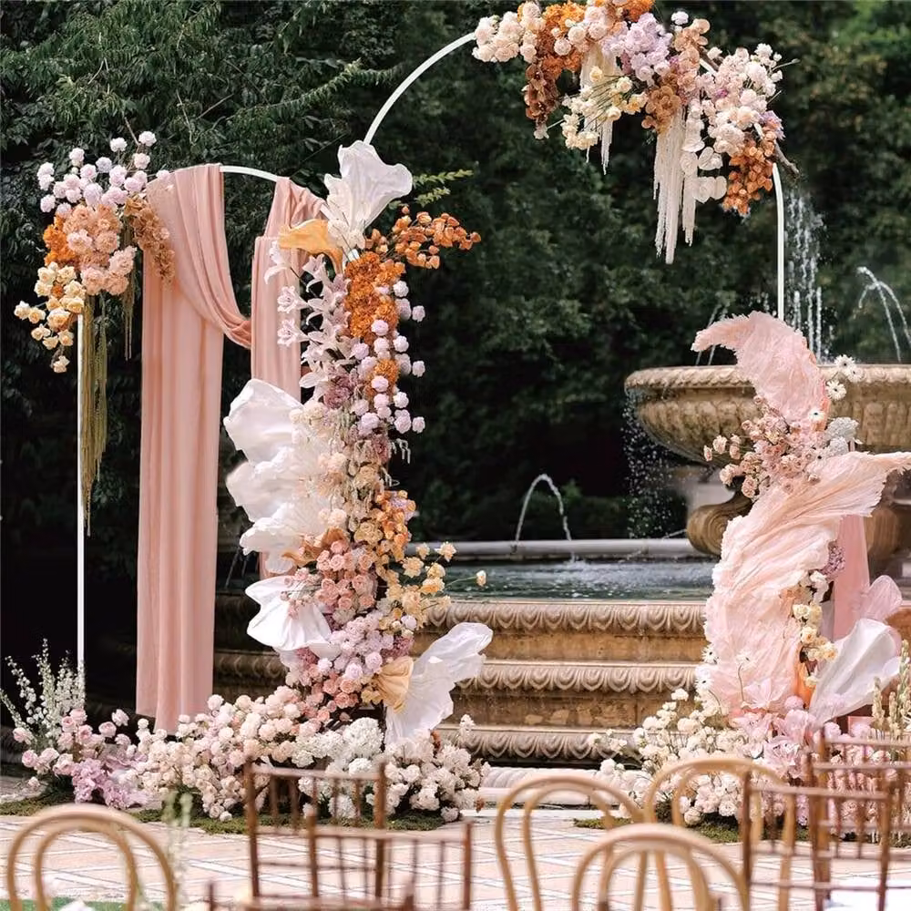 NESTLUNE Set of 3 White Metal Arch Backdrop Stands for Weddings and Parties, W: 100 cm, D: 15 cm – 3