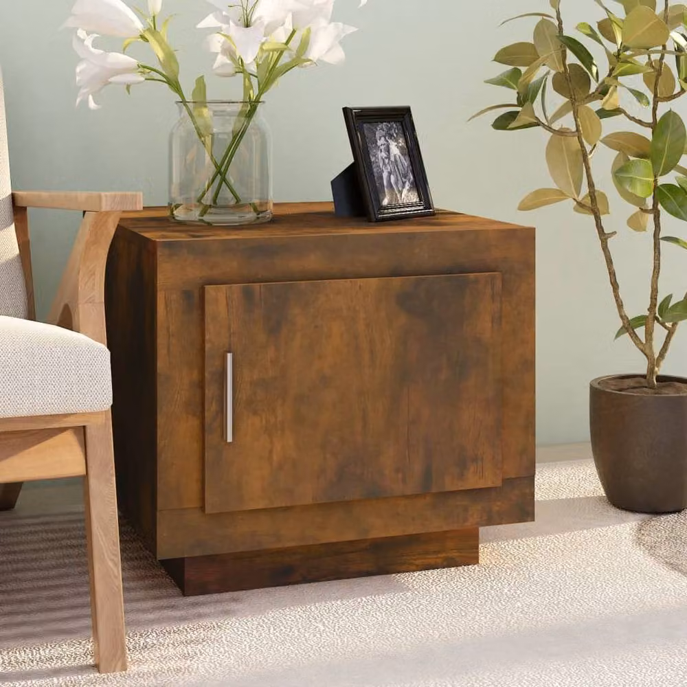 Berkfield Home Modern Smoked Oak Coffee Table in Brown, W/D/H: 51 x 50 x 45 cm – 2