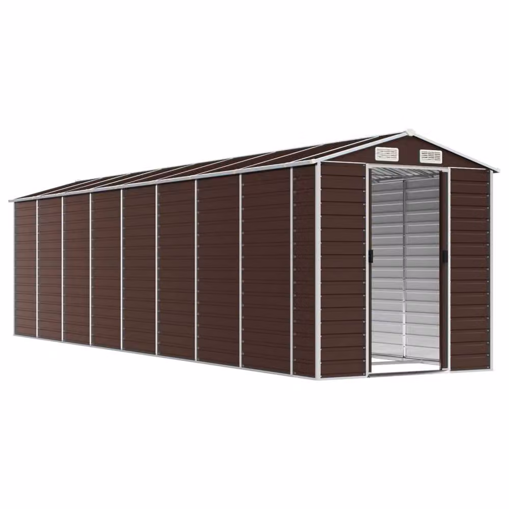 Berkfield Home Brown Galvanised Steel Garden Shed W/D/H: 725 x 191 x 198 cm – 3