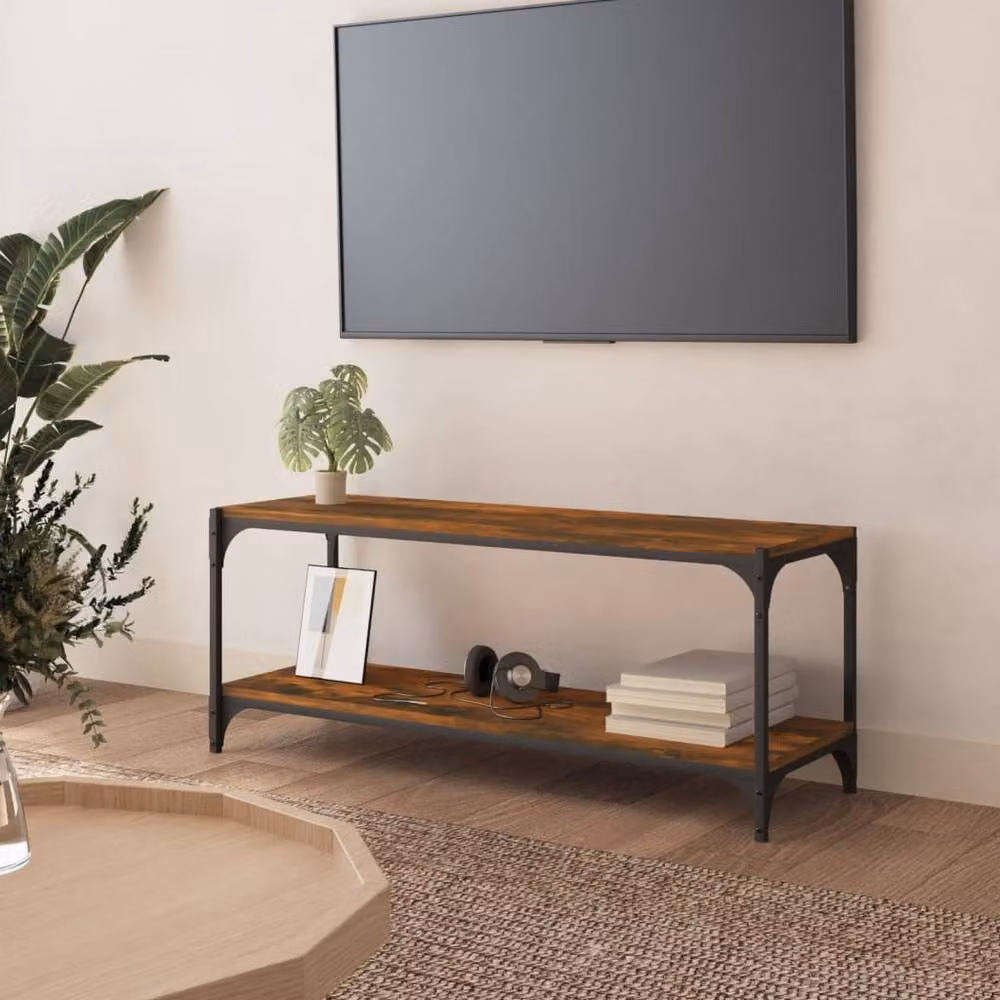 Berkfield Home Smoked Oak TV Cabinet in Brown, W/D/H: 100 x 33 x 41 cm – 2