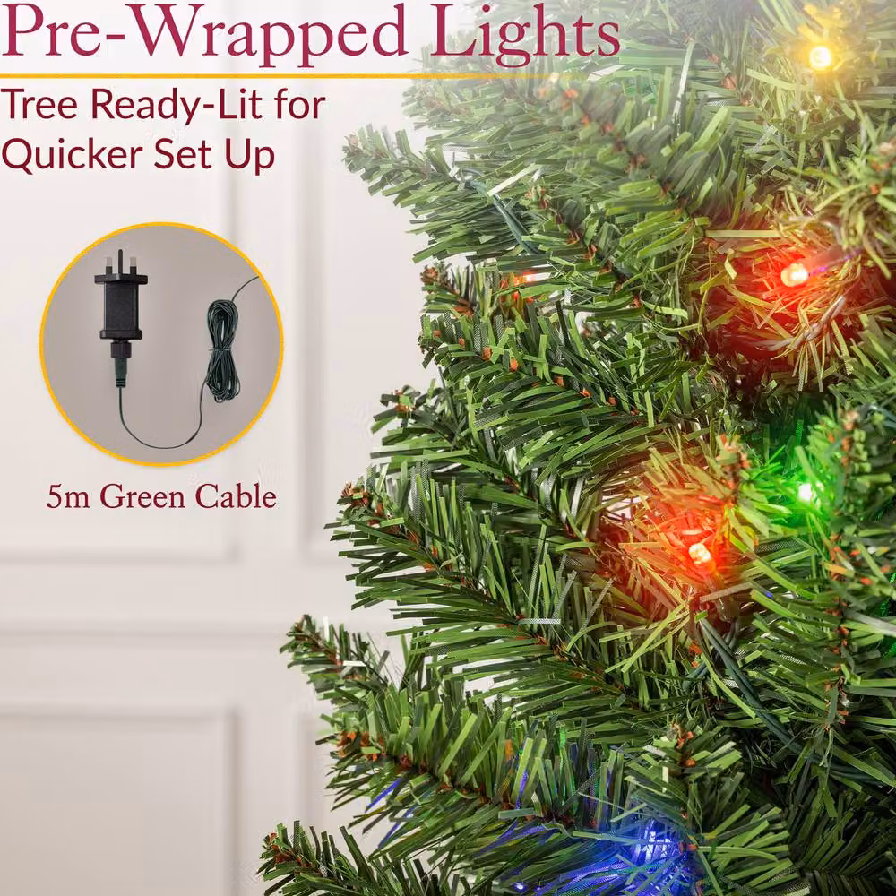 Christow Pre Lit Slim Pencil Christmas Tree with Colour Switch and Timer in Green – 3