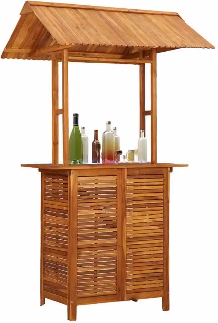 Berkfield Home Outdoor Bar Table with Rooftop in Brown Solid Acacia Wood W/D/H: 113 x 106 x 217 cm