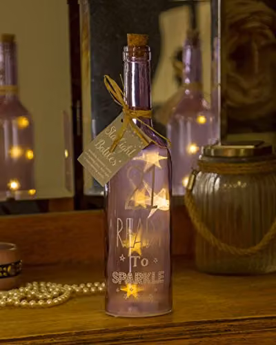 Boxer Gifts SB1221 Light-Up LED 21 Glass Starlight Bottle in Dark Purple, H 29.5 cm x W 6.7 cm – 2