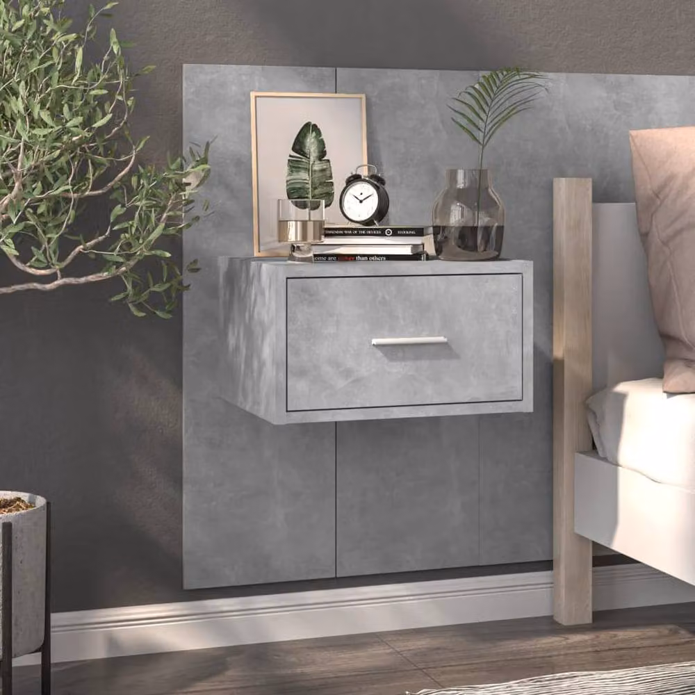 Berkfield Home Wall-mounted Bedside Cabinets, 2 Piece Set, Concrete Grey – 3