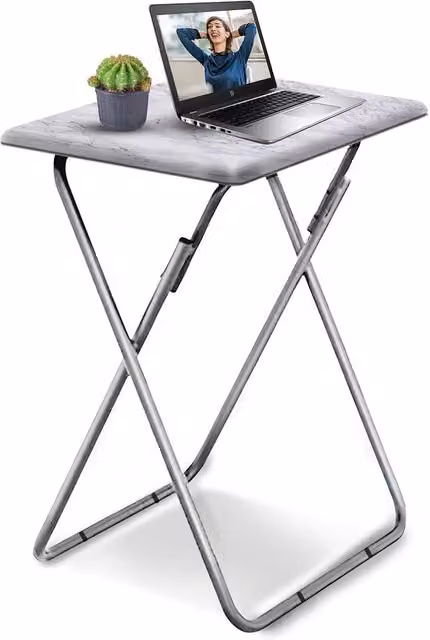 Huhote Small Folding Side Table in White – 1