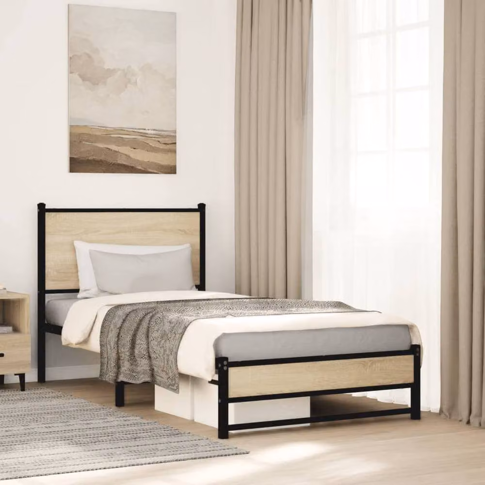 Berkfield Home Industrial Metal Bed Frame in Black, W: 80 cm, L: 200 cm – 2