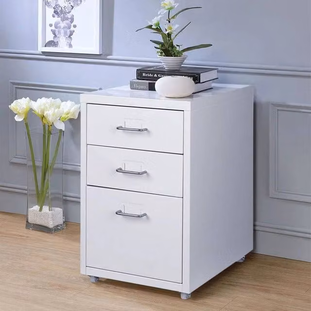 KORVIXA White 3 Drawer Mobile Filing Cabinet and Printer Stand – 1