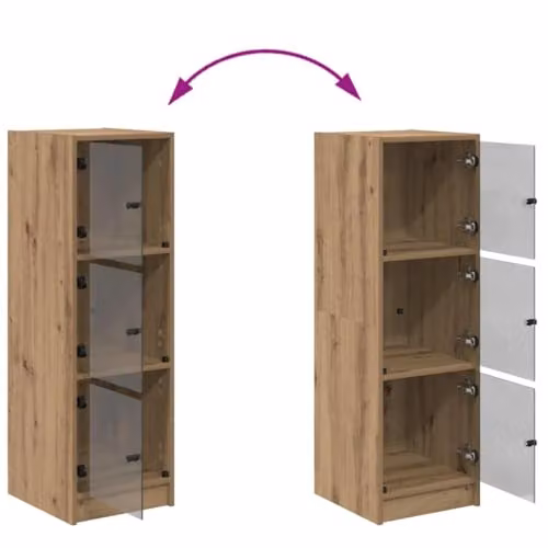 vidaXL Highboard in Rustic Brown with Glass Doors and Internal Shelves, W/D/H: 35 x 37 x 109 cm – 3