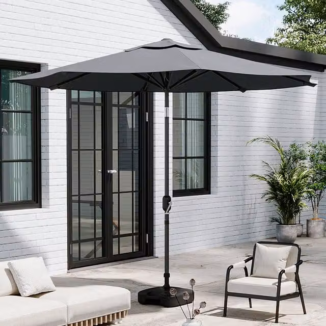 Breeins 3m Traditional Parasol with Fillable Base in Grey