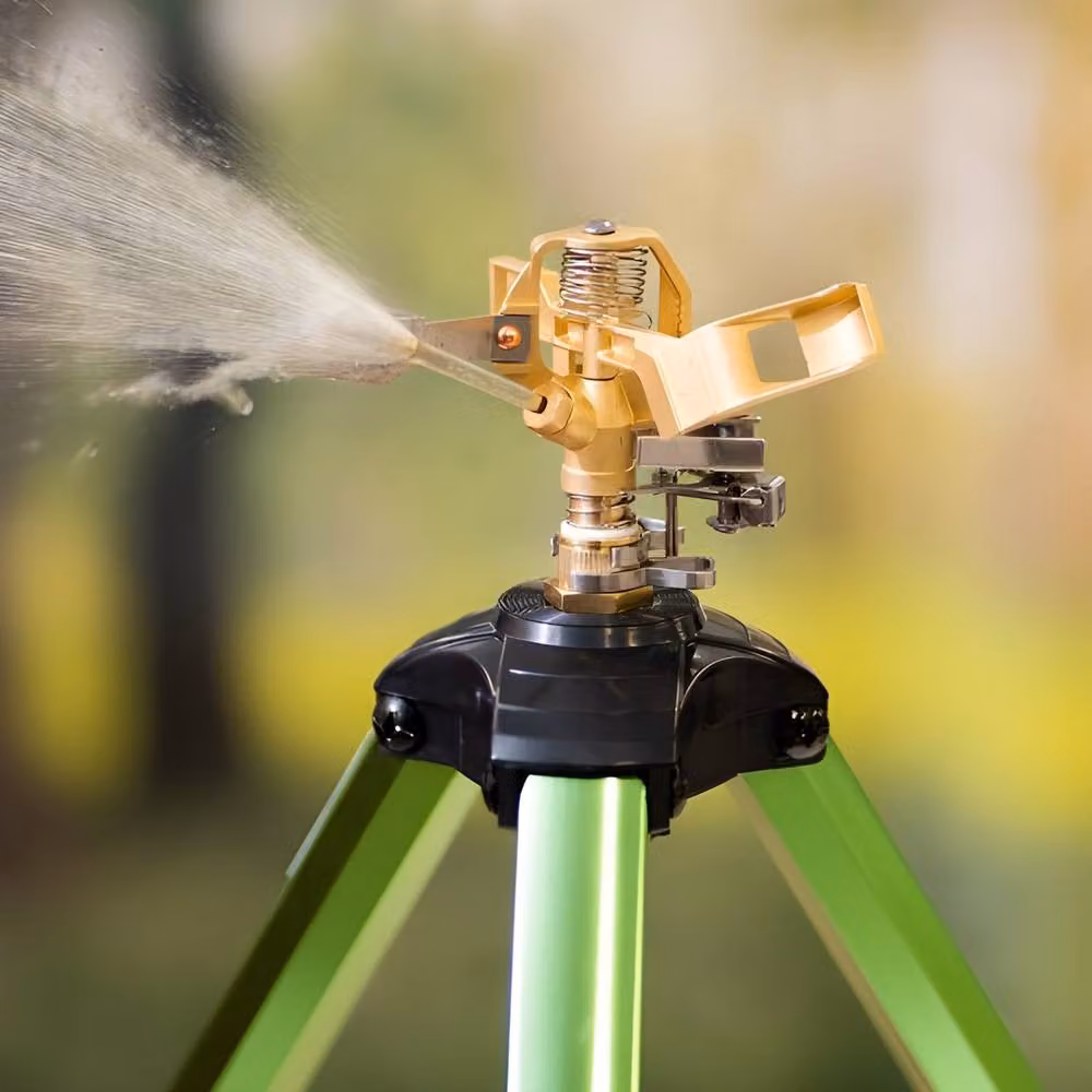 VEVOR Heavy Duty Tripod Sprinkler with Brass Head and 360 Degree Circular Irrigation in Green – 2