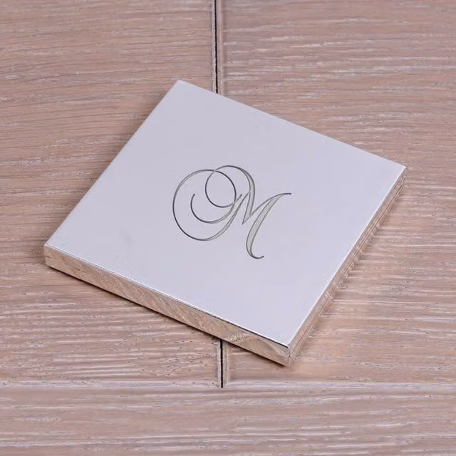 Uniqueful Women's Personalised Script Initial Silver Plated Compact Mirror in Black or Silver