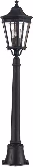 Netlighting Cotswold Lane 2 Light Medium Outdoor Post Lantern in Black with Transparent Glass, IP44, E14