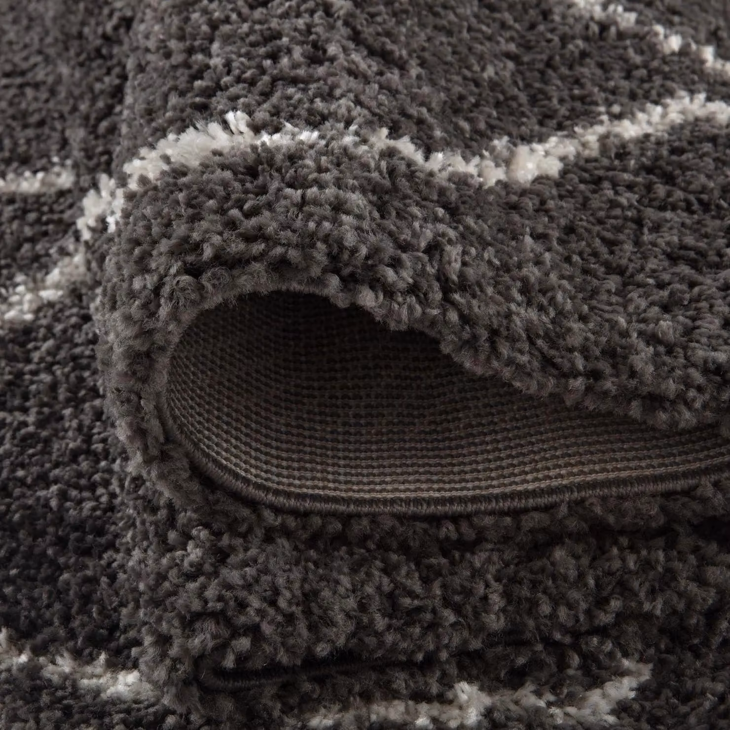 THE RUGS Moroccan Soft High Pile Shaggy Zigzag Rug, Dark Grey, W: 120 cm, L: 170 cm – 2