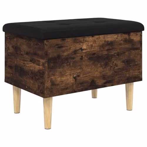 vidaXL Storage Bench in Smoked Oak, W/D/H: 62 x 42 x 46 cm – 1