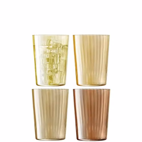 LSA International Gems Amber Striped Glass Tumbler, Set of 4, 560ml – 1
