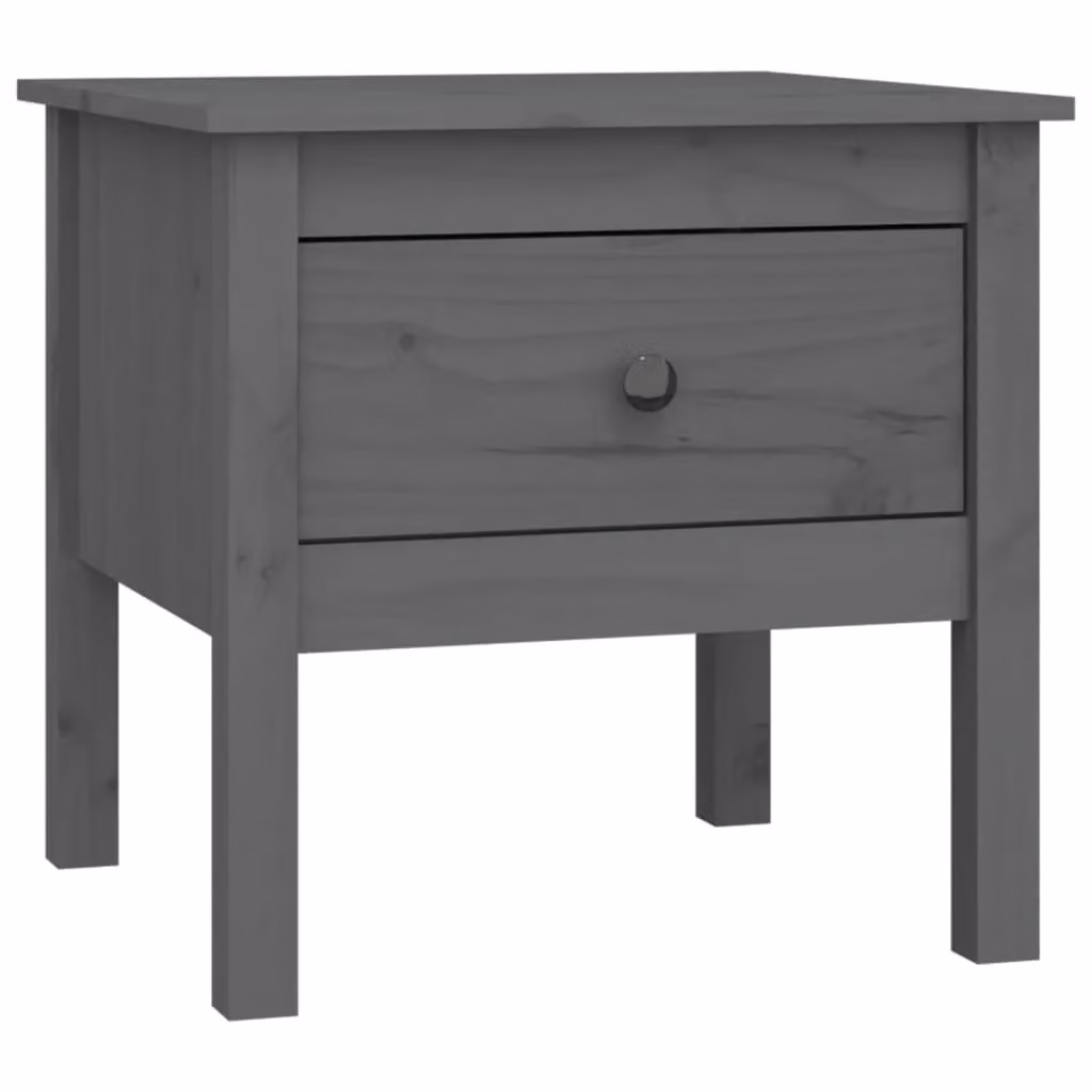 Berkfield Home Grey Rustic Solid Pine Side Table W/D/H: 50 x 50 x 49 cm – 2