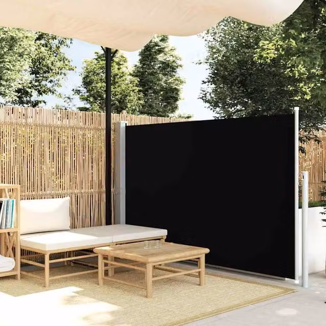 Berkfield Home Patio Retractable Side Awning in Black, W/H: 140 x 500 cm