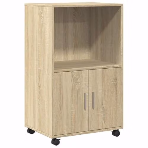 vidaXL Rolling Cabinet in Sonoma Oak, Brown and Beige, W/D/H: 55 x 40 x 91 cm – 1