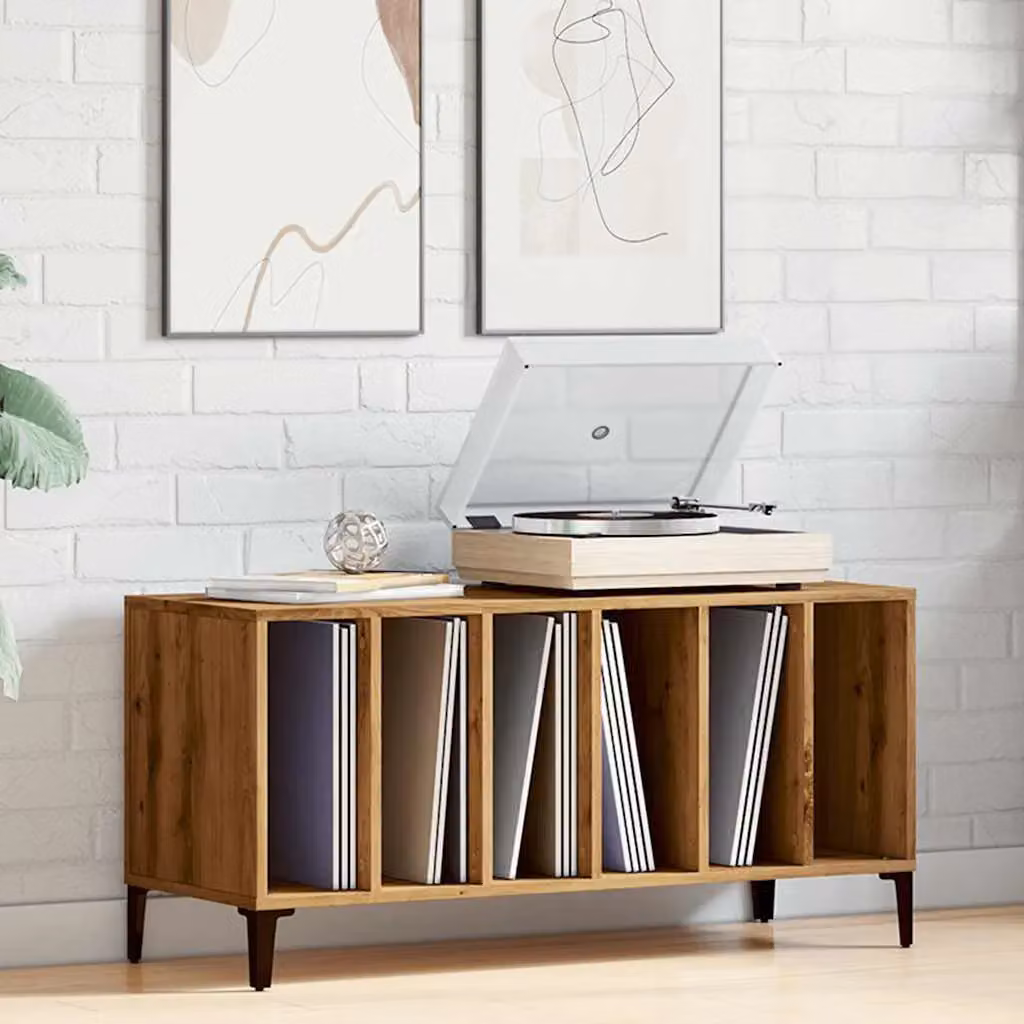 Berkfield Home Artisan Oak Record Cabinet in Brown, W/D/H: 100 x 38 x 48 cm – 3