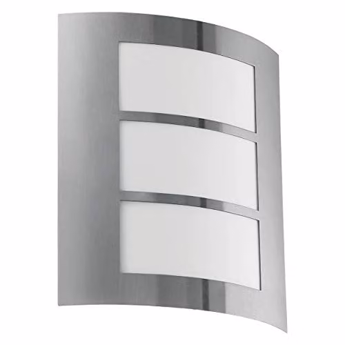 Loops Modern Stainless Steel Outdoor Wall Light in Silver, IP44 Waterproof Garden Porch Sconce for E27 Bulbs up to 60W