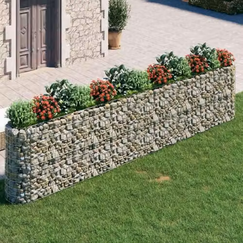 vidaXL Silver Galvanised Steel Stone Gabion Raised Bed W/D/H: 470 x 50 x 100 cm – 2