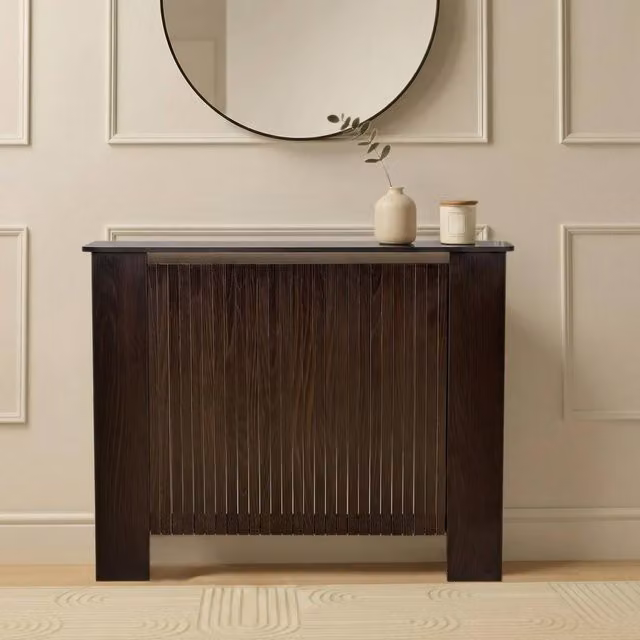 OHS Ribbed Medium Radiator Cover in Dark Brown Matt MDF