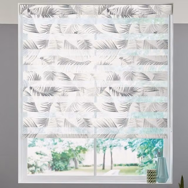 Terry's Grey Floral Day and Night Textile Blind