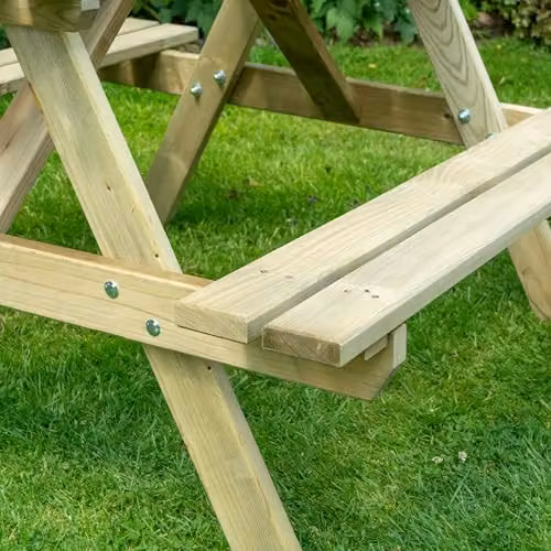 Rowlinson Traditional 4 Seater Wooden Picnic Table in Brown, L120 x W120 x H71 cm – 6