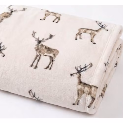 The Lyndon Company Coco Touch Heavyweight Throw Blanket, Beige, W: 140 cm, D: 180 cm