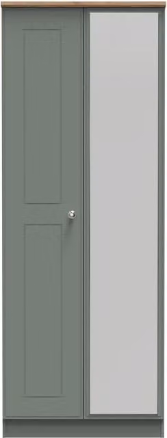 2 U Albert Tall 2 Door Mirrored Wardrobe in Pale Green, Ready Assembled – 1