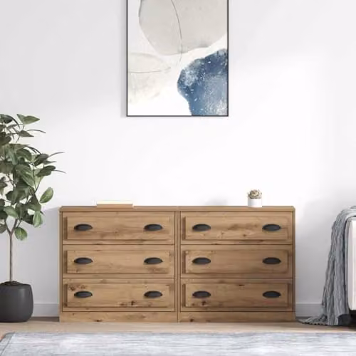 vidaXL Set of 2 Modern Sideboards in Artisan Oak, W/D/H: 70 x 35.5 x 67.5 cm – 2