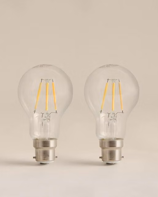 M&S 2 Pack 4W B22 GLS LED Globe Light Bulbs, Transparent