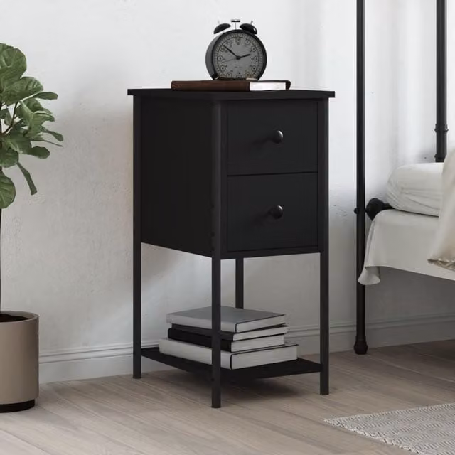 Berkfield Home Black Modern Bedside Cabinet W/D/H: 32 x 42 x 70 cm – 1