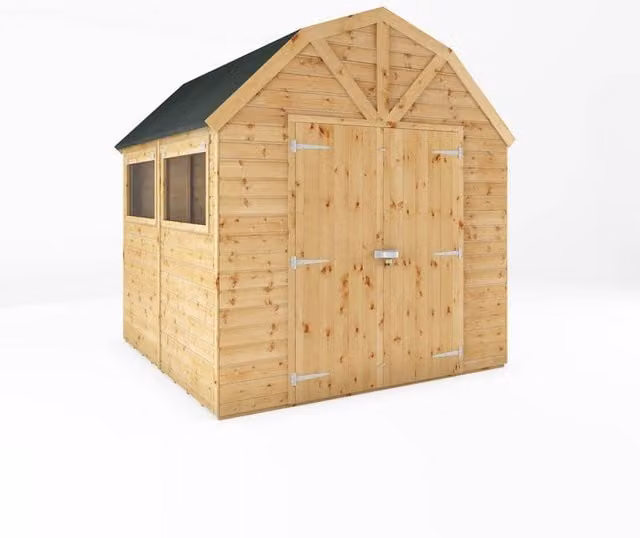 Mercia Premium Shiplap Dutch Barn Shed with Double Doors and Window in Light Brown, W: 253.9 cm, D: 240.8 cm, H: 262.6 cm – 1
