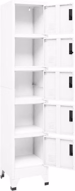 Berkfield Home White Steel Wall Mounted Locker Cabinet with Hinged Doors and Lock, W/D/H: 38 x 40 x 180 cm