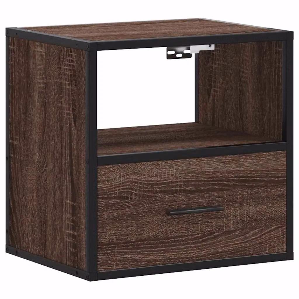 Berkfield Home Wall-mounted Bedside Cabinets, 2 Piece, Brown Oak, W: 40 cm, D: 31 cm, H: 39.5 cm – 4