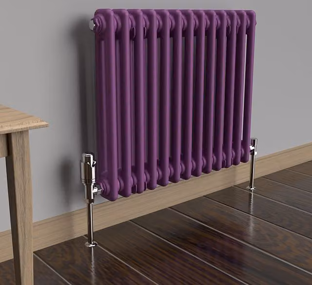 Lux Heat Horizontal 2 Column Steel Radiator in Purple, W: 60.5 cm, H: 50 cm