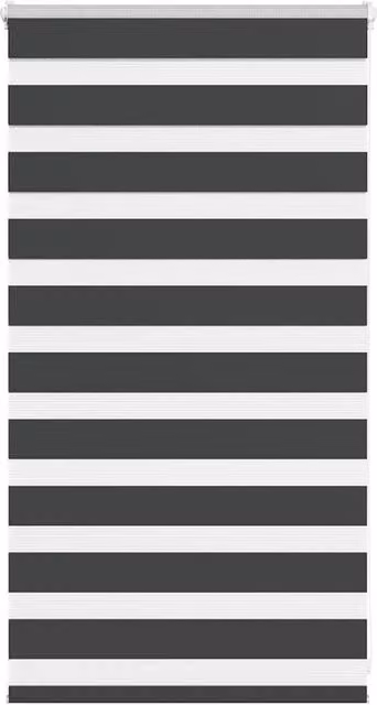Berkfield Home Black Zebra Day and Night Blind with Polyester Fabric, W: 80 cm, H: 100 cm