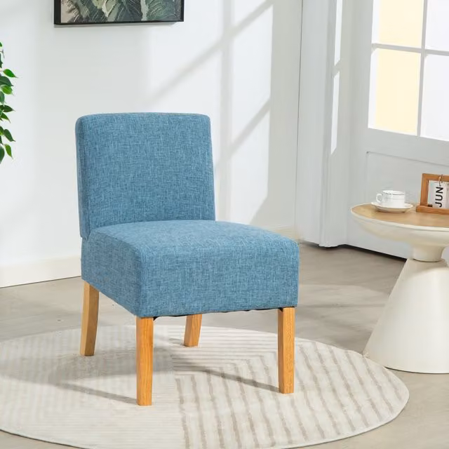 Artemis Home Selina Modern Fabric Armless Accent Chair in Petrol Blue