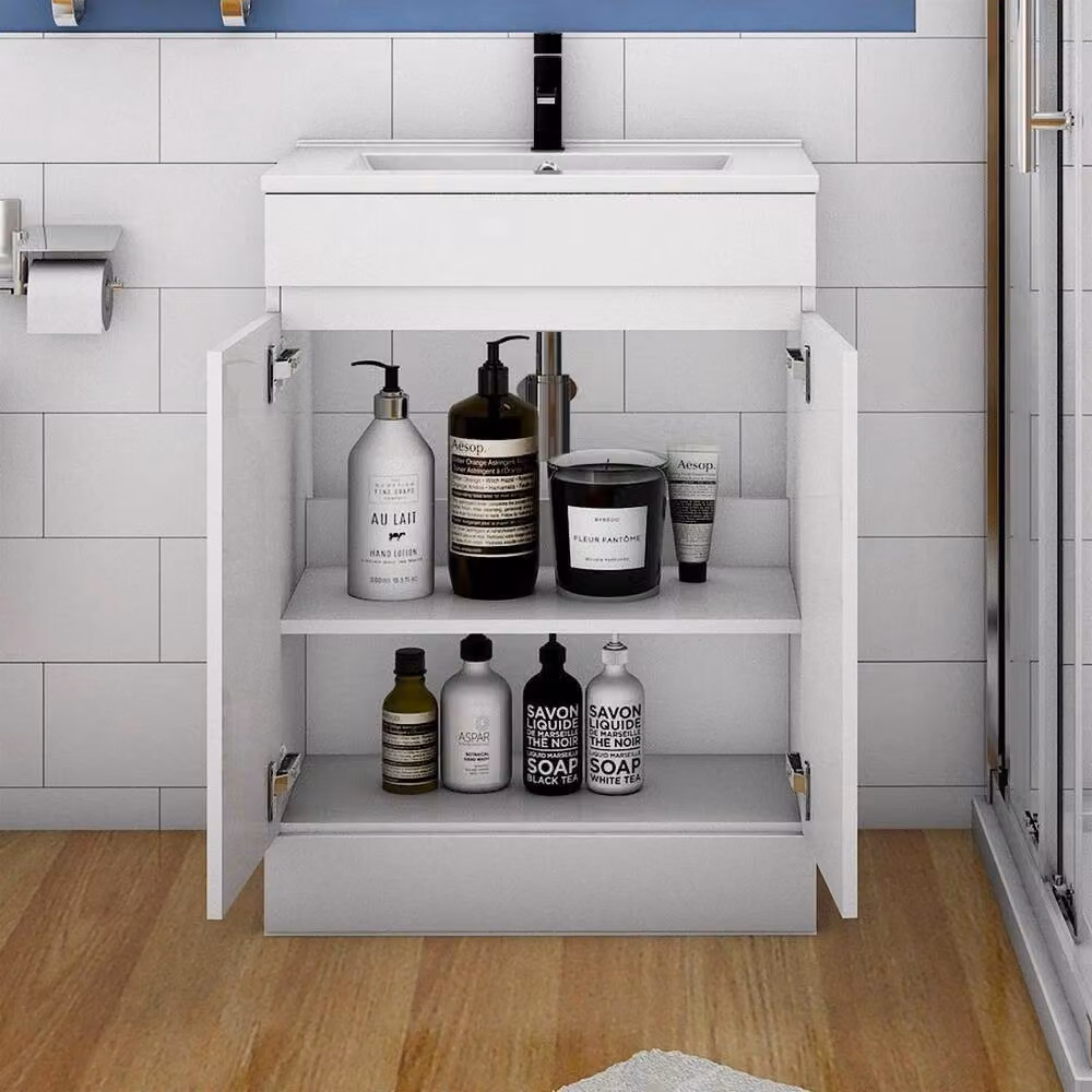 PAWNORA Matt White Freestanding Modern Bathroom Vanity Unit – 3