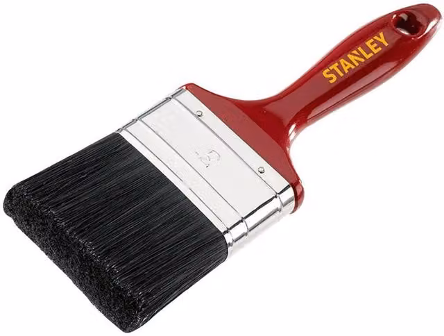 Stanley Flat Synthetic Paint Brush with Rust Protected Plastic Handle in Black, Red and Multicolour