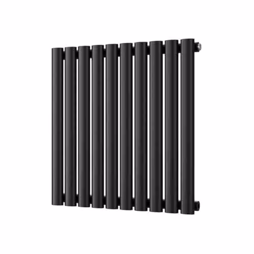 UK Radiators Omeara Black Elliptical Tube Horizontal Designer Radiator, W: 58 cm, H: 60 cm – 2