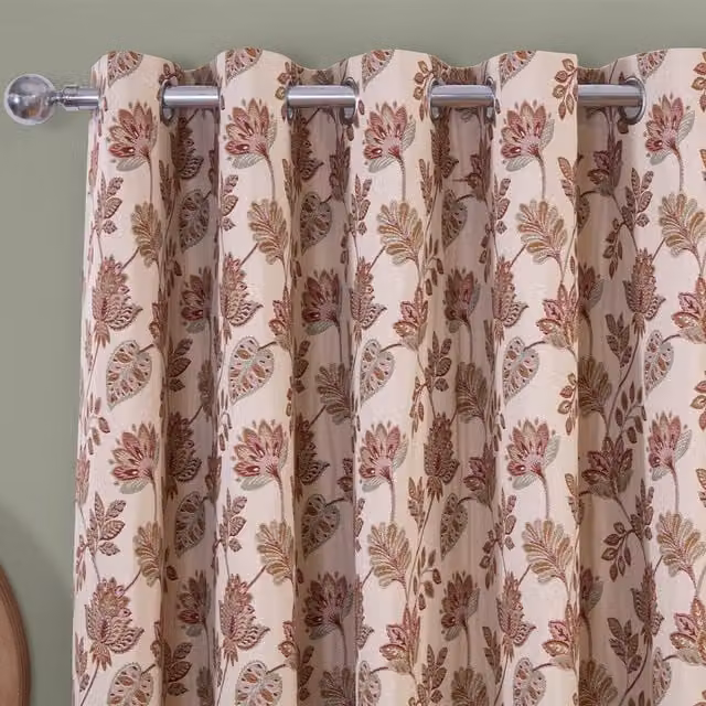 Divante Finest Pink Floral Jacquard Blackout Curtain with Thermal Insulation, W: 168 cm, H: 229 cm