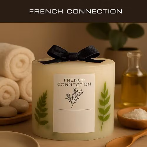 French Connection Eucalyptus Botanical Scented Pillar Candle, 1.5kg – 3