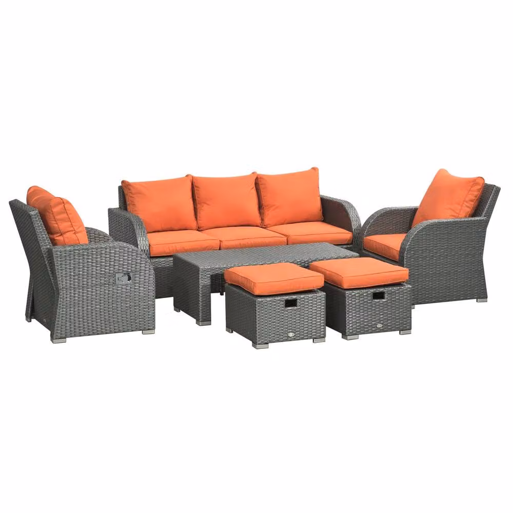 Wyld Haus Lerami 6 Piece Orange Rattan Outdoor Sofa Set with 3 Seat Sofa – 2