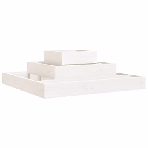 vidaXL White Wooden Planter Tub W: 80 cm, D: 80 cm, H: 27 cm