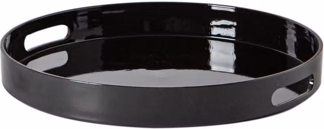 Argon Tableware Pack of 6 Round Melamine Serving Trays in Black, Diameter: 33 cm – 1