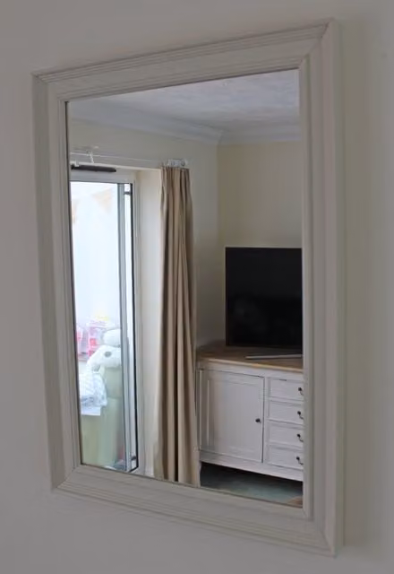 Benjamin Tate Design LTD Tillson Modern Wood Framed Rectangular Wall Mounted Accent Mirror in Beige and Yellow, Width: 93 cm
